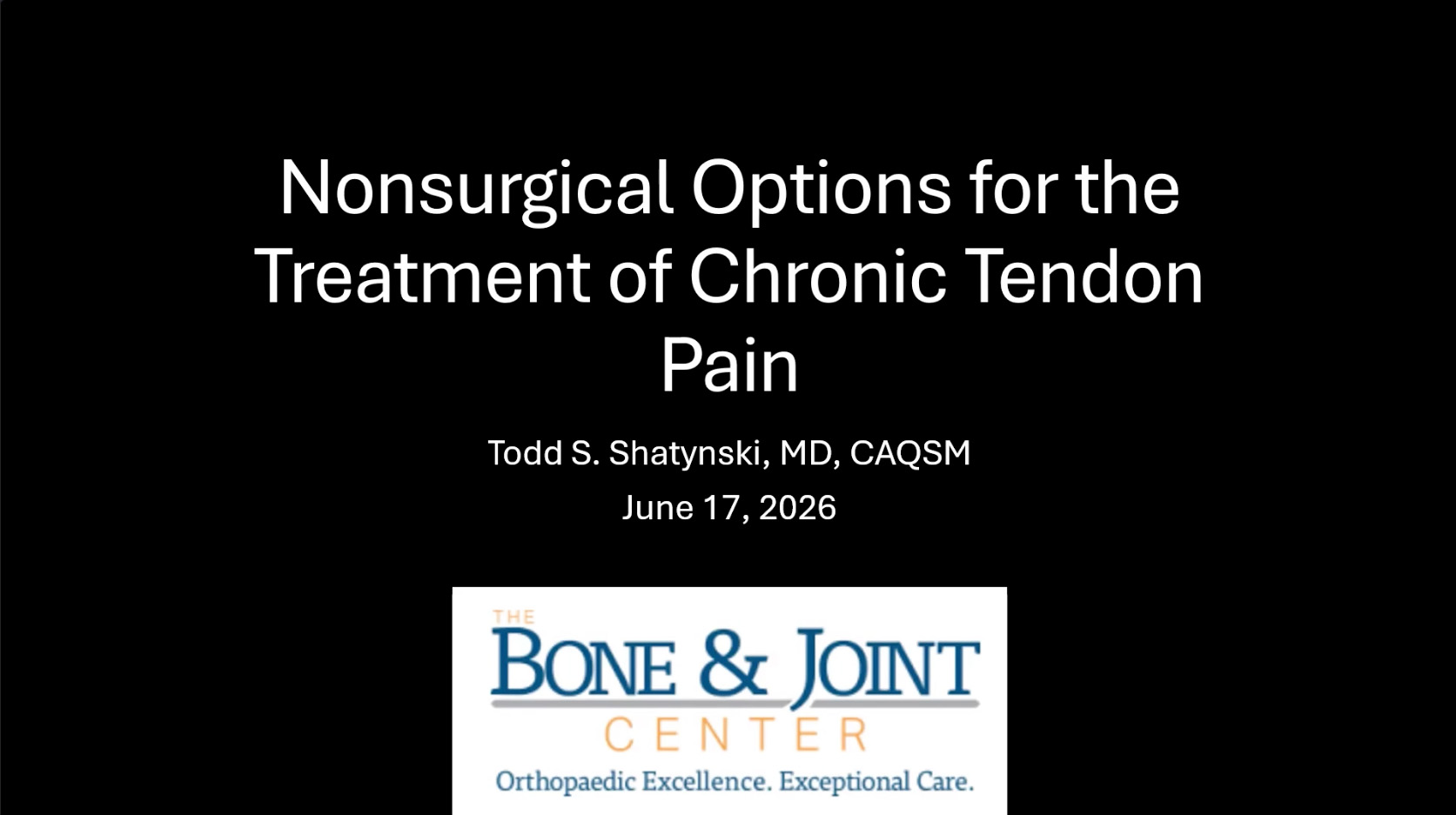 The Bone & Joint Center’s Dr. Todd Shatynski Highlights Nonsurgical Tendon Treatments